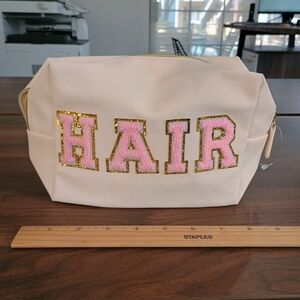 Pink and Gold 'HAIR' Cosmetic Bag